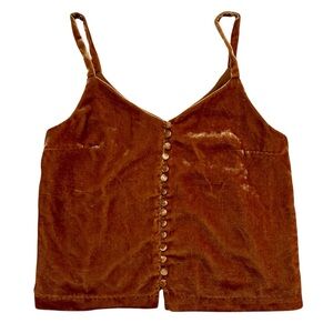 Madewell Velvet Button-Down Orange Top